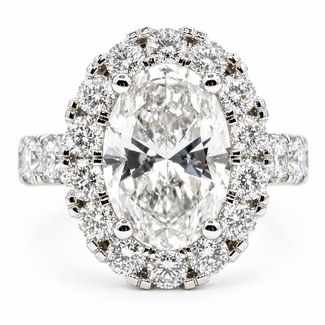 Ring Engagement Halo 5ct Oval Lab Grown Diamond 3.75ctw Lab Grown Diamonds 14kw 4.2mm Sz6.75 13.19g 126070104