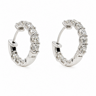 Earrings Hoop Huggie Inside/outside 1.8ctw Round Lab Grown Diamond 18kw 17x3mm 5.14g 126070080