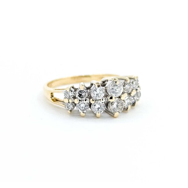 Ring 2 Row .75ctw Round Diamonds 14ky 8mm Sz5 3.10g 225040055