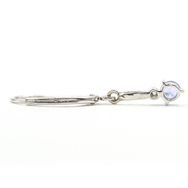 Earrings Dangle Leverback .03ctw Round Diamonds .33ctw Violet Tanzanite 14ky 1.1x.12" 1.38g 126080027