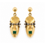 Earrings Stud Dangle Clog .10ctw Green Emerald 18ky 1x.33" 3.36g 126080029