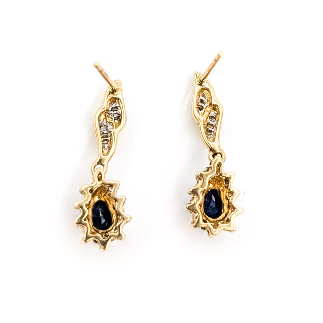 Earrings Drop .12ctw Round & Baguette Diamonds .75ctw Midnight Sapphire 10ky .75x.25" 2.39g 126080033