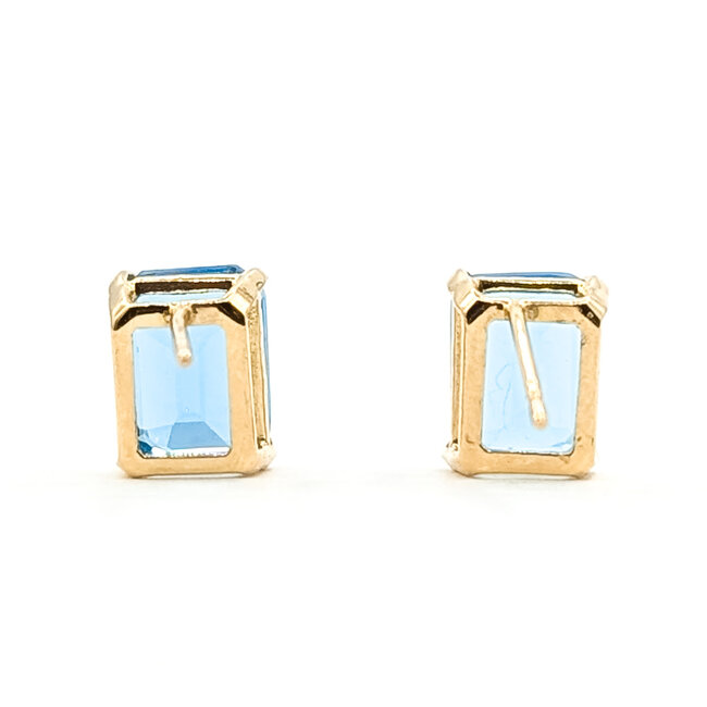 Earrings Stud 4ctw Swiss Blue Topaz 14ky 8x6mm 1.57g 126080044