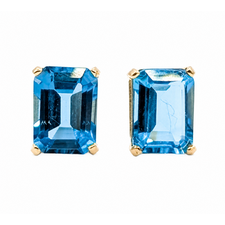 Earrings Stud 4ctw Swiss Blue Topaz 14ky 8x6mm 1.57g 126080044