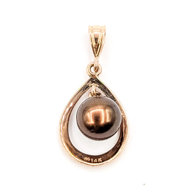 Pendant Drop 9mm Aubergine Pearl 14kr 1x.5" 2.59g 126080046
