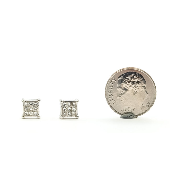 Earrings Stud Locking Back .65ctw Round Diamonds 18kw 6mm 2.44g 126080058