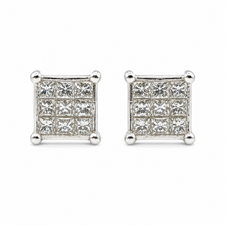 Earrings Stud Locking Back .65ctw Round Diamonds 18kw 6mm 2.44g 126080058