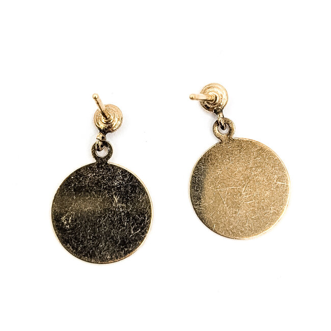 Earrings Stud Dangle Disc 14ky 13mm 1.49g 126082003