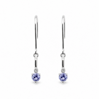 Earrings Dangle Leverback .03ctw Round Diamonds .33ctw Violet Tanzanite 14ky 1.1x.12" 1.38g 126080027