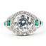 Ring Engagement Anniversary Set Antique Milgrain 1.91ctw Round Diamonds .32ctw Green Emerald Platinum & 14kw 15.5mm Sz5 8.18g 226080007