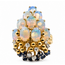Ring Floral Spray Cocktail .16ctw Round Diamonds .21ctw Blue Sapphire 3.7ctw White Opal 18ky 25x16mm Sz8.5 10.19g 126080043