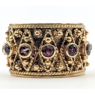 Ring Etruscan Revival Rope Cigar Band 1.25ctw Garnet 14ky 14mm Sz9 10.52g 126080042