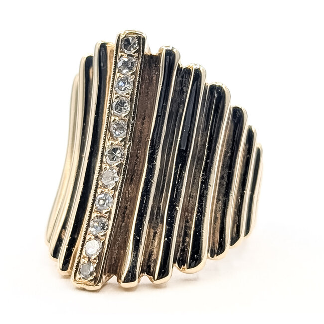 Ring Retro Modernist Cigar Band .33ctw Round Diamonds 14ky 25mm Sz8.5 15.05g 126080041