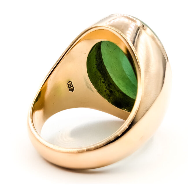 Ring Solitaire 24ct Green Jade 14ky 25mm Sz10.5 17.68g 126080038
