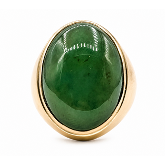Ring Solitaire 24ct Green Jade 14ky 25mm Sz10.5 17.68g 126080038
