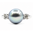 Ring 3-Stone .16ctw Round Diamonds 9mm Tahitian Pearl 14kw 2mm Sz7 3.82g 126080020