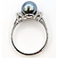 Ring 3-Stone .16ctw Round Diamonds 9mm Tahitian Pearl 14kw 2mm Sz7 3.82g 126080020