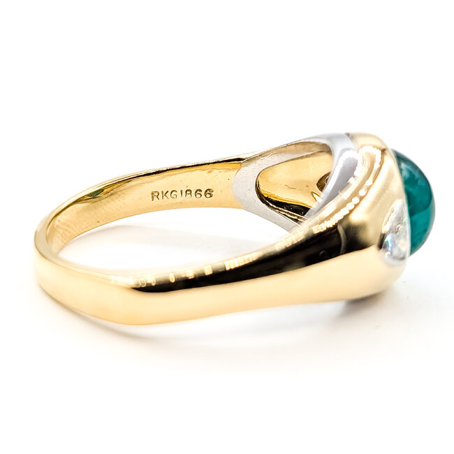 Ring 3-Stone Designer Richard Krementz .51ctw Trillion Diamonds 3.77ct Green Emerald 18ky 13mm Sz13 14.6g 226080008