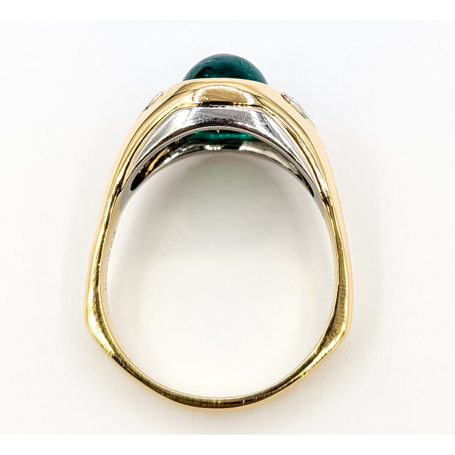 Ring 3-Stone Designer Richard Krementz .51ctw Trillion Diamonds 3.77ct Green Emerald 18ky 13mm Sz13 14.6g 226080008