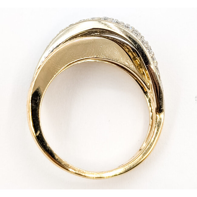 Ring Crossover .75ctw Round White & Yellow Diamonds 14ky 3mm Sz6 5.04g 226080010