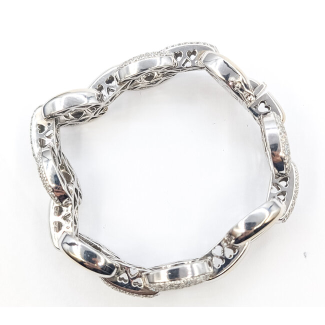 Bracelet Chain Link Pave 3ctw Round Diamonds 14kw 15.5mm 7" 38.51g 226080011