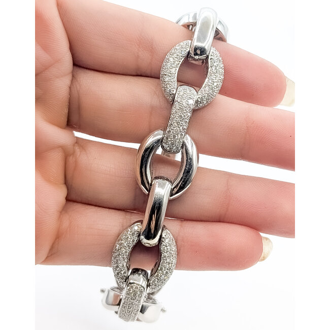 Bracelet Chain Link Pave 3ctw Round Diamonds 14kw 15.5mm 7" 38.51g 226080011