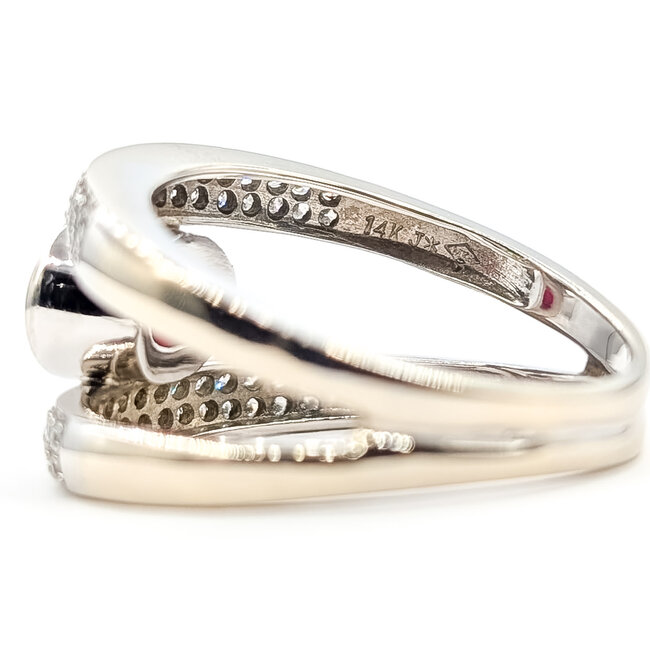 Ring Split Band Pave .50ctw Round Diamonds  1.35ct Red Ruby    14kw 14mm Sz9.5 8.02g 226080014