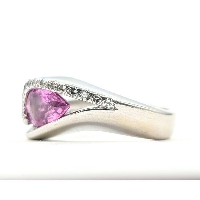 Ring Asymemetrical Bypass .10ctw Round Diamonds .90ct Pink Sapphire 14kw 4.5mm Sz4.5 7.08g 226080016