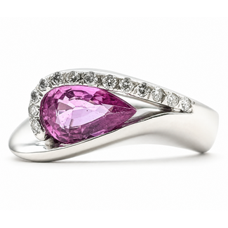 Ring Asymemetrical Bypass .10ctw Round Diamonds .90ct Pink Sapphire 14kw 4.5mm Sz4.5 7.08g 226080016