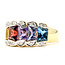 Ring Multi-Gemstone Architectual Band .05ctw Round Diamonds 3ctw Peridot, Garnet, Citrine, Amethyst, Iolite, London Blue Topaz 18ky 5mm Sz7.5 6.64g 226080026