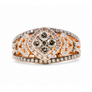 Ring Heart Motif Accented Gallery 1.25ctw Round Diamonds 14kr 10mm Sz7 6.68g 226080022