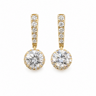 Earrings Stud Dangle 1.25ctw Round Lab Grown Diamonds 14ky .6x.25" 2.12g 126040053