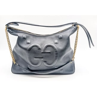 Handbag Gucci GG Embossed Black Leather Chain Shoulder Bag 474988 520981 126085052