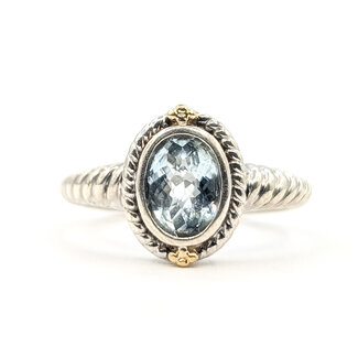 Ring Colore Cable 1.25ct Sky Blue Aquamarine 925 & 18ky 2.75mm Sz7 4.77g 126080064