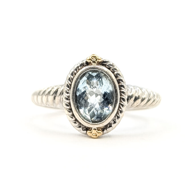 Ring Colore Cable 1.25ct Sky Blue Aquamarine 925 & 18ky 2.75mm Sz7 4.77g 126080064