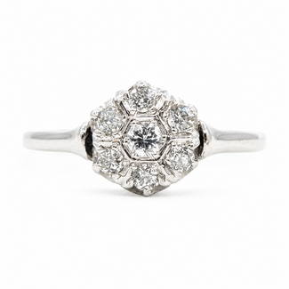 Ring Floral Cluster 0.24ctw Round Diamonds 14kw 9mm Sz6.75 2.51g 126070148
