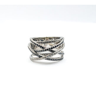 Ring 6 row Crossover Round Diamonds 18kw Sz6.5 223120096