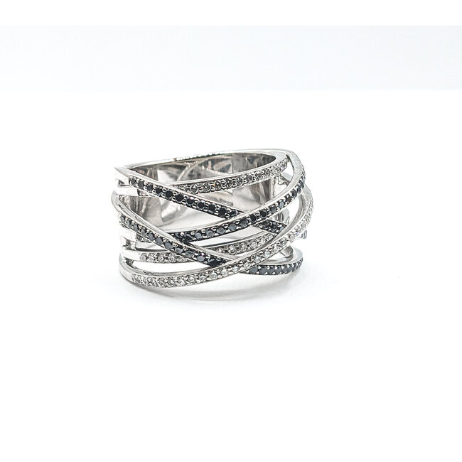 Ring 6 row Crossover Round Diamonds 18kw Sz6.5 223120096