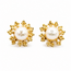 Earrings Stud Snowflake 4mm White Pearl 14ky 7.5mm .74g 126050062