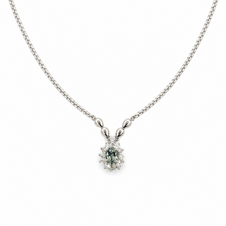 Necklace Halo .30ctw Round Diamonds GIA Report: 2231584344 .53ct Green to Purple Color Changing Alexandrite 850pt 16.5" 6.78g 125060142