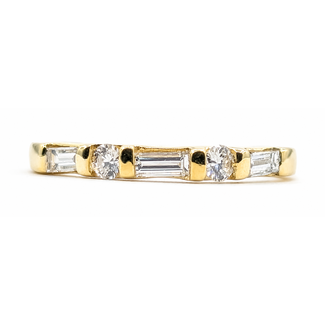 Ring Bridal .50ctw Round & Baguette Diamonds 18ky 2.5mm Sz6.5 2.57g 126080057