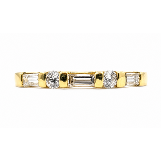 Ring Bridal .50ctw Round & Baguette Diamonds 18ky 2.5mm Sz6.5 2.64g 126080056