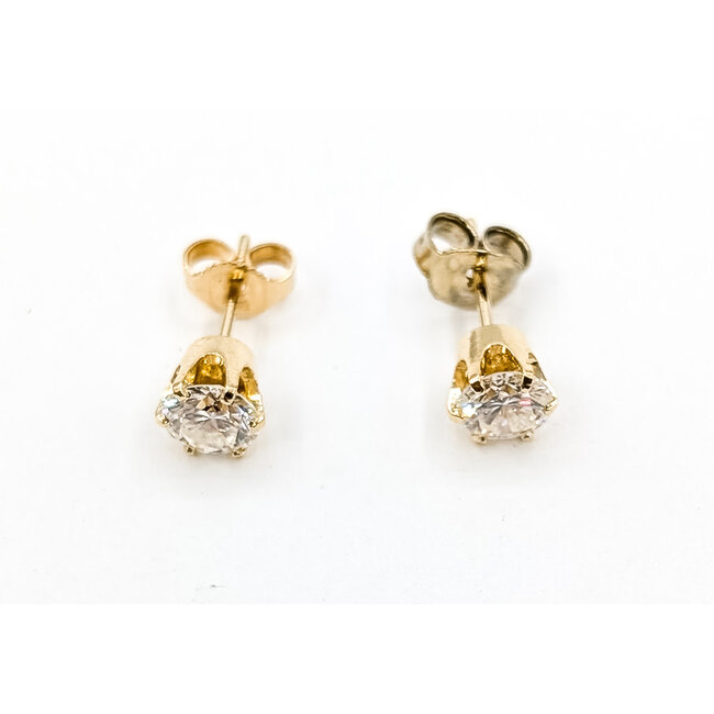 Earrings Stud 6 Prong 1ctw Round Diamonds 14kw 5mm 1.25g 226080034