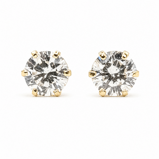 Earrings Stud 6 Prong 1ctw Round Diamonds 14kw 5mm 1.25g 226080034