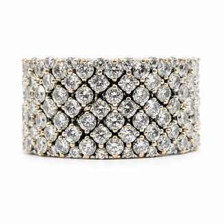 Ring Roberto Demeglio Wide Stretch Band 6.4ctw Round Diamond 18kw 12.5mm Sz6 19.18g 126080113