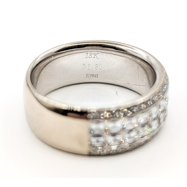 Ring Geometric Wide Band 1.80ctw Square & Round Diamond 18kw 7.5mm Sz6.75 9.36g 126080112