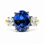 Ring 3-Stone 0.8ctw Oval Diamonds 4.55ct Blue Sapphire Platinum & 18ky 12mm Sz6.5 8.38g 226080032