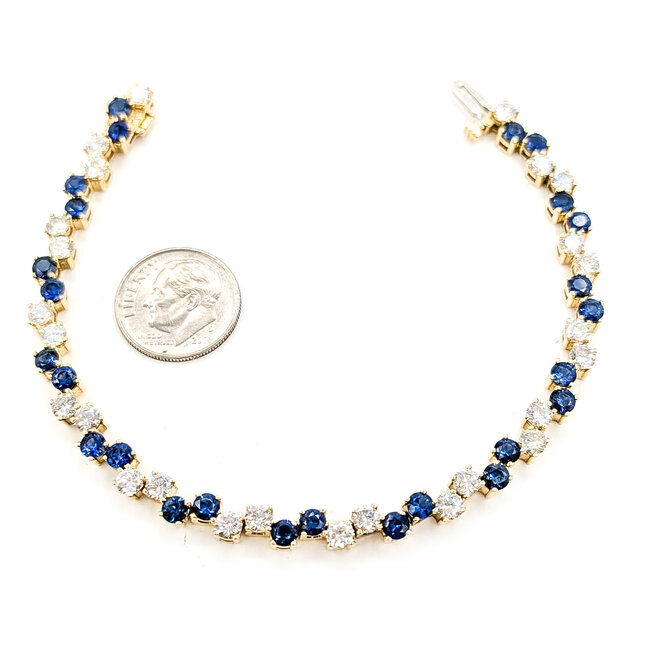 Bracelet Tennis Bracelet Alternating 4.34ctw Round Diamonds 5.02ctw Blue Sapphire 14ky 5mm 7" 15.44g 226080033