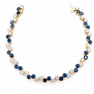 Bracelet Tennis Bracelet Alternating 4.34ctw Round Diamonds 5.02ctw Blue Sapphire 14ky 5mm 7" 15.44g 226080033