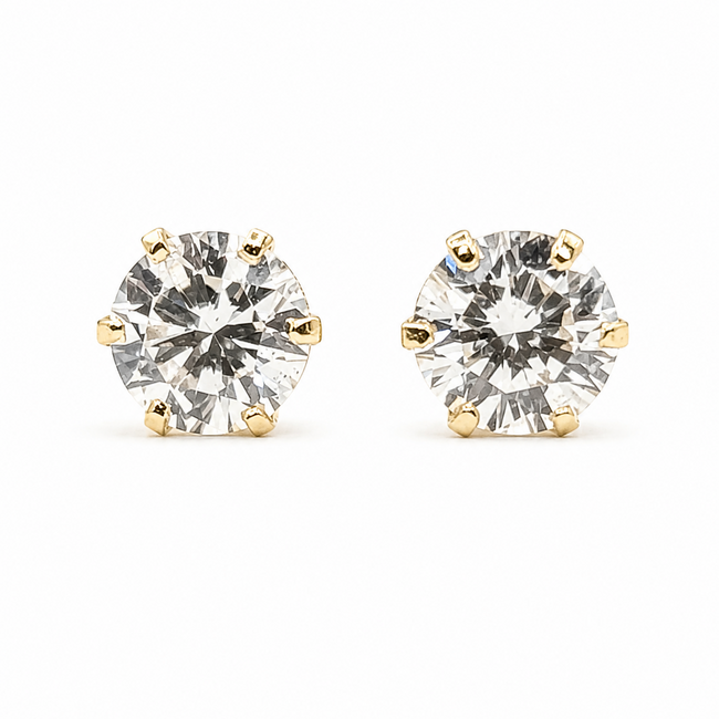 Earrings Stud 6 Prong 1ctw Round Diamonds 14kw 5mm 1.25g 226080034